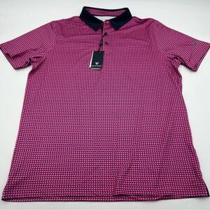 Men’s Maelreg Performance Polo golf shirt size large. pink and navy blue NWT
